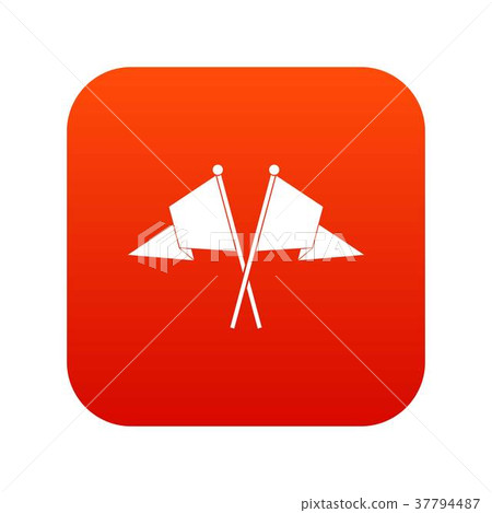 Two flags icon digital red Two flags icon digital red 37794487