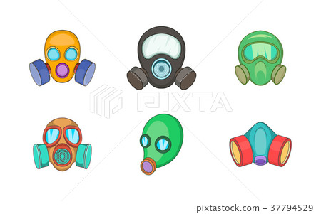 Gas Mask Icon Set Cartoon Style Stock Illustration 37794529 Pixta