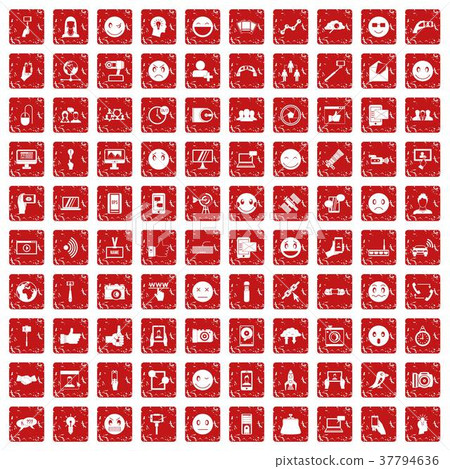 100 social media icons set grunge red 100 social media icons set grunge red 37794636
