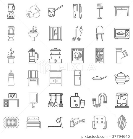 Interior icons set, outline style 37794640