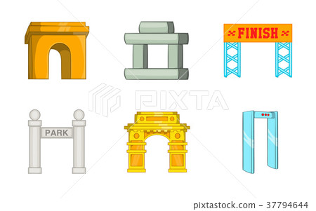 Arch icon set, cartoon style Arch icon set, cartoon style 37794644