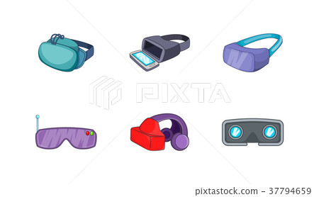 VR icon set, cartoon style 37794659