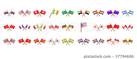 Country flag icon set, cartoon style 37794686