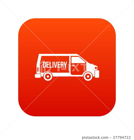 Delivery truck icon digital red 37794722
