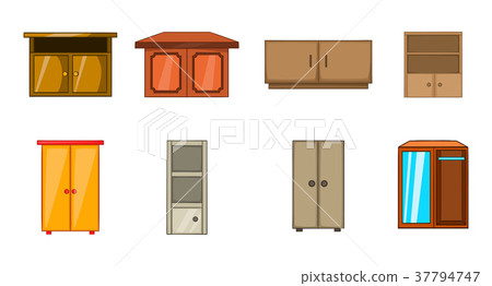 Wardrobe icon set, cartoon style Wardrobe icon set, cartoon style 37794747