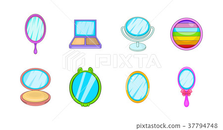 Mirror icon set, cartoon style 37794748