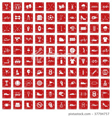 100 sneakers icons set grunge red 100 sneakers icons set grunge red 37794757