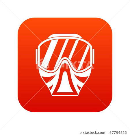 Paintball mask icon digital red 37794833