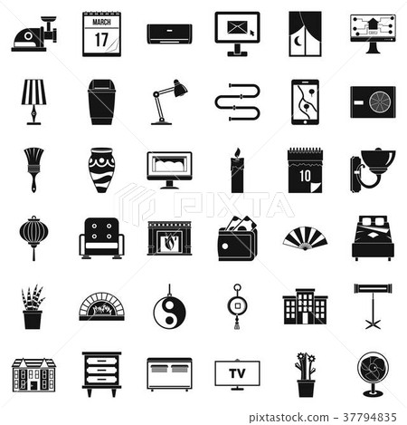 House decoration icons set, simple style 37794835