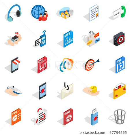 Creating advertising icons set, isometric style 37794865