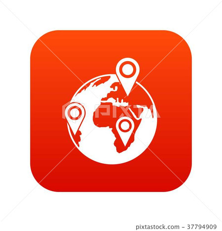 Globe of network icon digital red Globe of network icon digital red 37794909