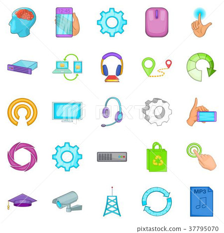 Info exchange icons set, cartoon style Info exchange icons set, cartoon style 37795070