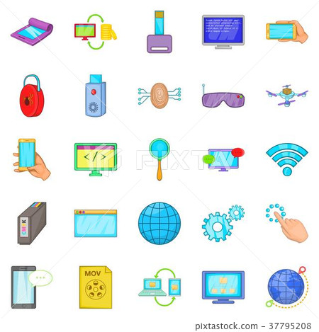 Compact device icons set, cartoon style Compact device icons set, cartoon style 37795208