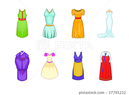 Dress icon set, cartoon style 37795232