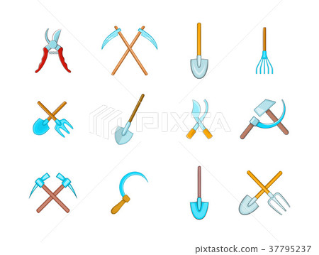 Farm tools icon set, cartoon style Farm tools icon set, cartoon style 37795237