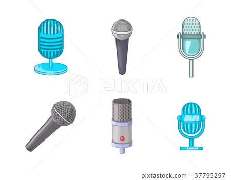 Microphone icon set, cartoon style 37795297