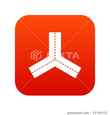 Three roads icon digital red 37795372