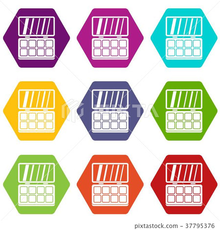 Makeup palette icon set color hexahedron Makeup palette icon set color hexahedron 37795376