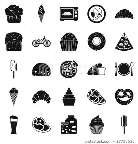 Fatty food icons set, simple style - Stock Illustration [37795535] - PIXTA