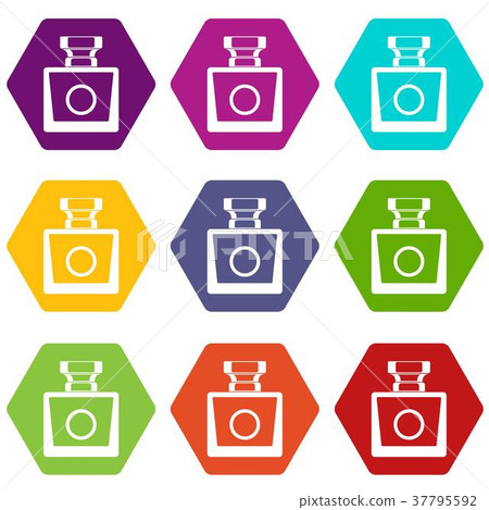 Perfume icon set color hexahedron - Stock Illustration [37795592] - PIXTA