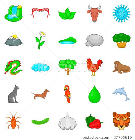 Domesticated animal icons set, cartoon style Domesticated animal icons set, cartoon style 37795619