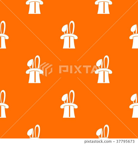 Rabbit appearing from a top magic hat pattern seamless 37795673