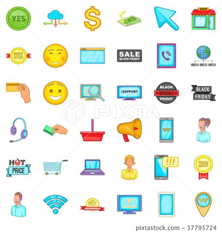 Internet shopping icons set, cartoon style 37795724
