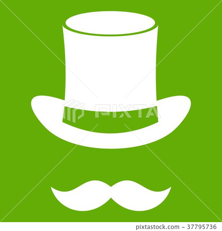 Magic black hat and mustache icon green Magic black hat and mustache icon green 37795736
