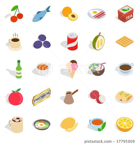 Harmful dessert icons set, isometric style 37795809