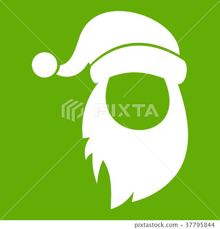 Cap with pompon of Santa Claus and beard icon green 37795844