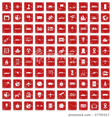 100 technology icons set grunge red 100 technology icons set grunge red 37795917