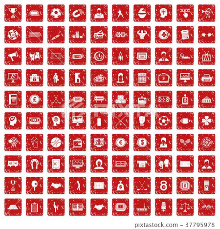 100 totalizator icons set grunge red 100 totalizator icons set grunge red 37795978