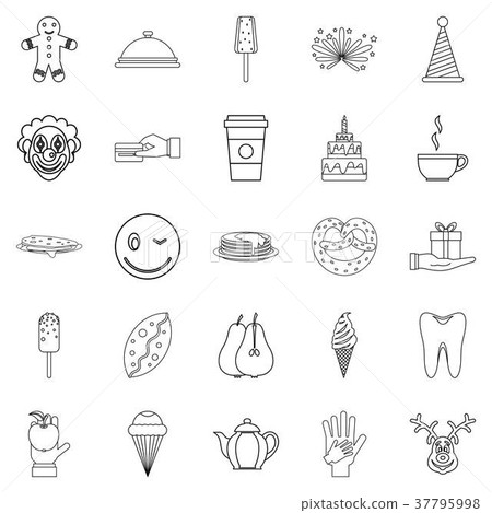Sweet shop icons set, outline style 37795998