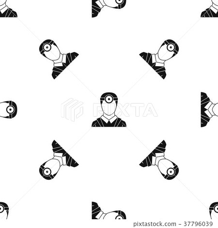 Ophthalmologist with head mirror pattern seamless black Ophthalmologist with head mirror pattern seamless black 37796039