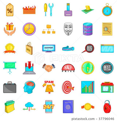 Banking icons set, cartoon style 37796046