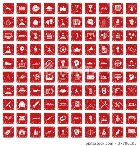 100 victory icons set grunge red 100 victory icons set grunge red 37796103