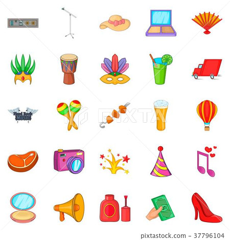 Food court icons set, cartoon style Food court icons set, cartoon style 37796104