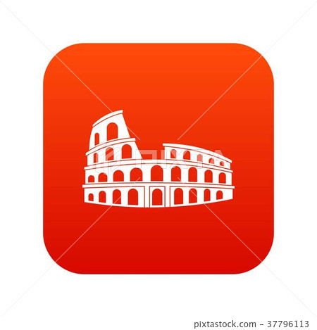 Roman Colosseum icon digital red Roman Colosseum icon digital red 37796113