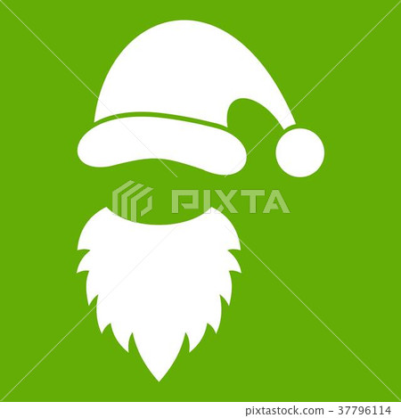 Cap with pompon of Santa Claus and beard icon green 37796114