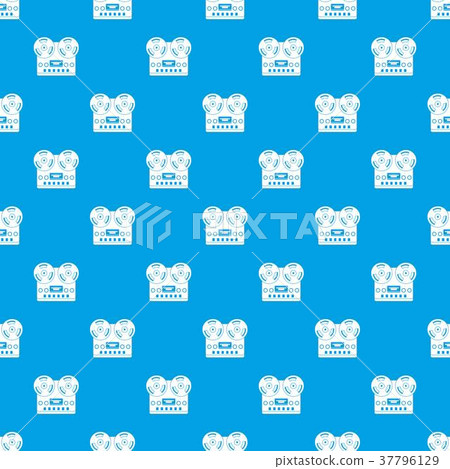 Retro tape recorder pattern seamless blue Retro tape recorder pattern seamless blue 37796129