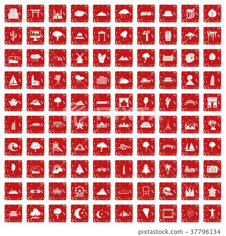 100 view icons set grunge red 100 view icons set grunge red 37796134