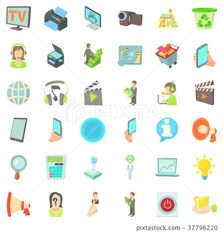 Internet management icons set, cartoon style - Stock Illustration ...