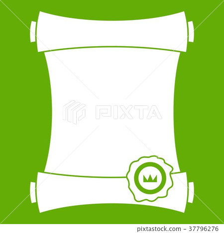 Paper scroll with wax seal icon green 37796276