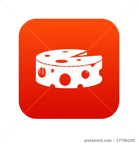 Cheese wheel icon digital red 37796288