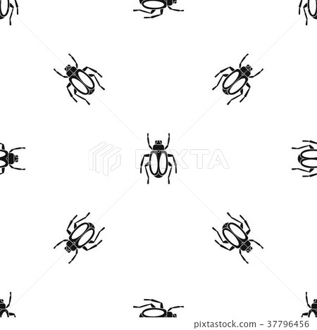 Dung beetle pattern seamless black 37796456