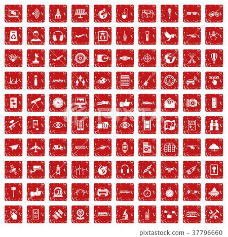 100 wireless technology icons set grunge red 100 wireless technology icons set grunge red 37796660