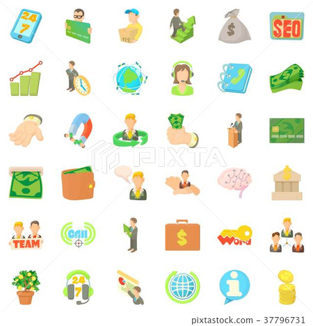Partnership icons set, cartoon style 37796731