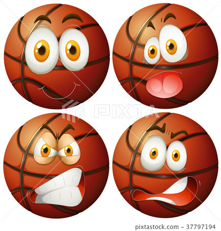 Basketballs with four different emotions Basketballs with four different emotions 37797194