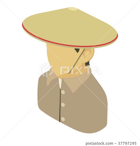 Farmer man asian icon, isometric 3d style 37797295