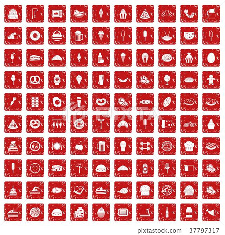 100 calories icons set grunge red 100 calories icons set grunge red 37797317